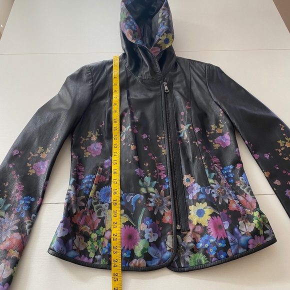 Marciano Pelle Fabulous Genuine Lambskin Leather Moto Jacket Hoodie Sz 42 Small - Picture 14 of 16